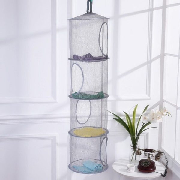 Foldable and Ventilated Four Box Toy Storage and Drying Basket (Grey) - Image 2