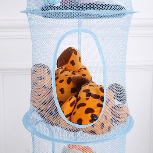 Foldable and Ventilated Four Box Toy Storage and Drying Basket (Grey) - Image 4