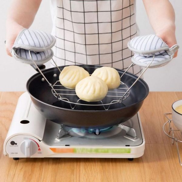 2 PCS Stainless Steel Portable Four Corner Steaming Rack Anti Scalding Insulation Kitchen Utensils, Size: S 15x11.5cm - Image 4