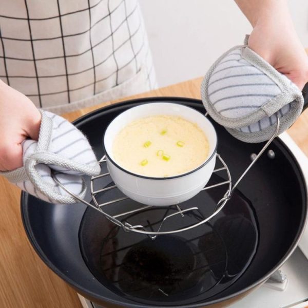 2 PCS Stainless Steel Portable Four Corner Steaming Rack Anti Scalding Insulation Kitchen Utensils, Size: L 19.5x14cm - Image 3