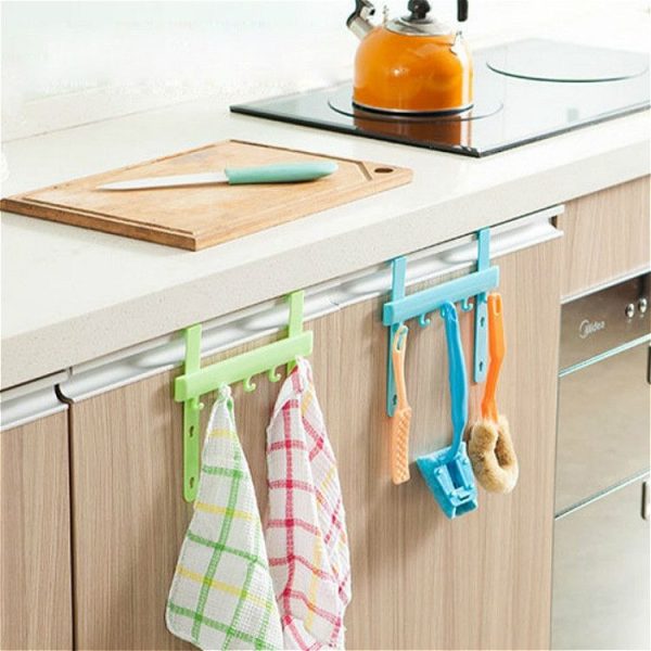 Kitchen Cabinet No Trace Nail Free Storage Rack Accessories (Green) - Image 4