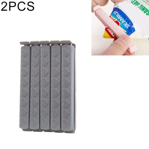 2 PCS Plastic Bag Snack Bag Sealing Love Clip Kitchen Accessories Grey (Small)