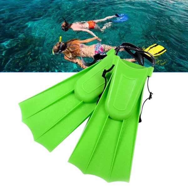 1 Pair Adult Adjustable Fins Swimming Fins Snorkeling Sole, Size: 30-35 (Green)