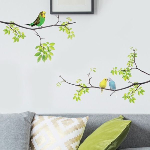 Fresh Branches Birds Wall Sticker Living Room TV Sofa Background Decoration
