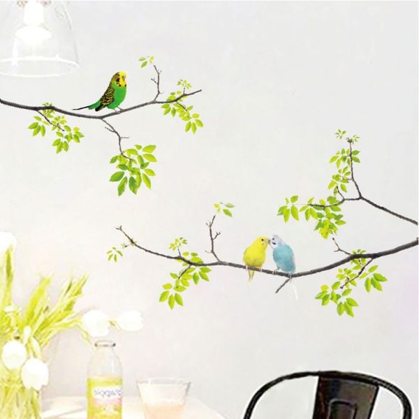 Fresh Branches Birds Wall Sticker Living Room TV Sofa Background Decoration - Image 3