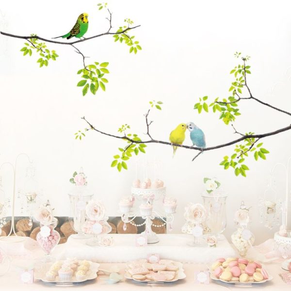 Fresh Branches Birds Wall Sticker Living Room TV Sofa Background Decoration - Image 4