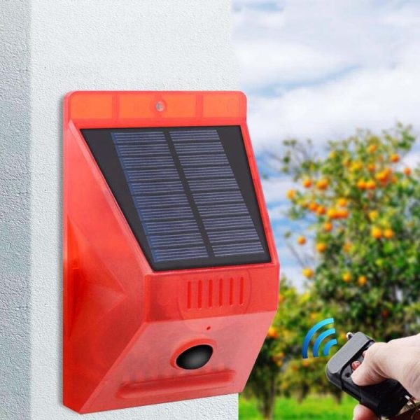 129dB Solar Alarm Light Human Body Induction Remote Control Alarm Farm Anti-theft Drive Object Sound and Light Alarm Light, Style: N911C English - Image 5