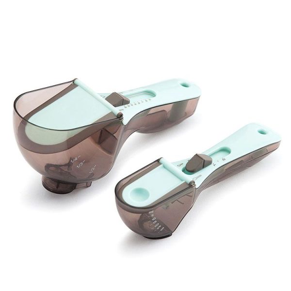 2 in 1 Kitchen Tool Plastic Measuring Spoon Adjustable Baking Tool Measuring Spoon, Specification: 1 Large 1 Small Set (Light Blue) - Image 2