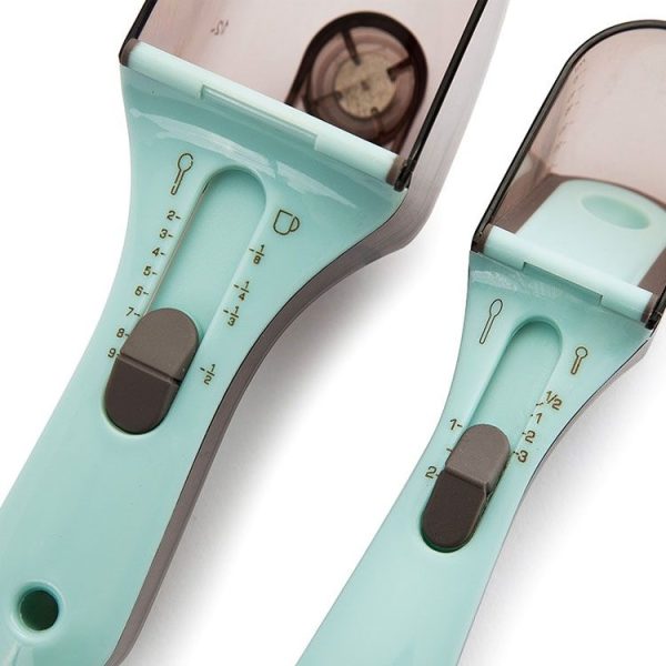 2 in 1 Kitchen Tool Plastic Measuring Spoon Adjustable Baking Tool Measuring Spoon, Specification: 1 Large 1 Small Set (Light Blue) - Image 4