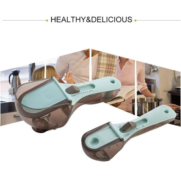 2 in 1 Kitchen Tool Plastic Measuring Spoon Adjustable Baking Tool Measuring Spoon, Specification: 1 Large 1 Small Set (Light Blue) - Image 7
