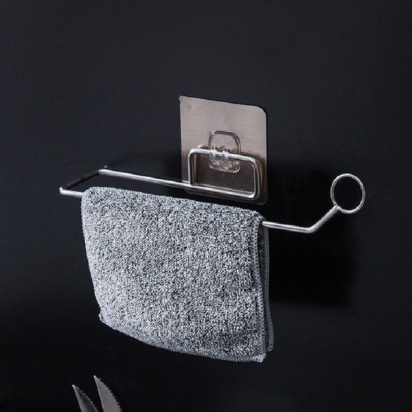 Stainless Steel Bathroom Kitchen Shelf Vertical Rag Towel Rack (Circle) - Image 4