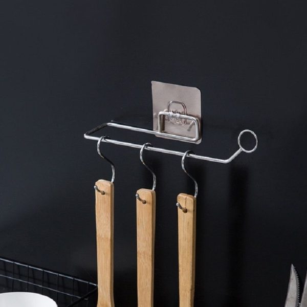 Stainless Steel Bathroom Kitchen Shelf Vertical Rag Towel Rack (Circle) - Image 5