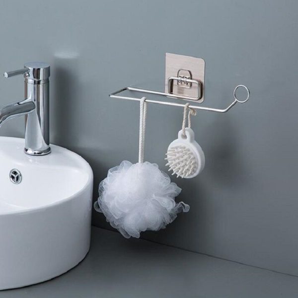 Stainless Steel Bathroom Kitchen Shelf Vertical Rag Towel Rack (Circle) - Image 6