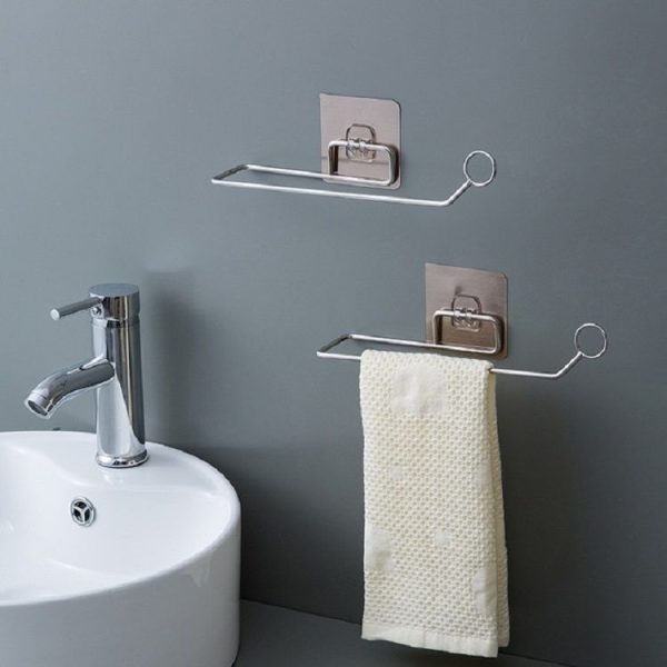 Stainless Steel Bathroom Kitchen Shelf Vertical Rag Towel Rack (Circle) - Image 7