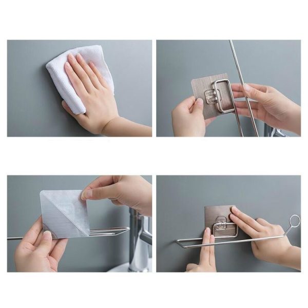Stainless Steel Bathroom Kitchen Shelf Vertical Rag Towel Rack (Circle) - Image 8