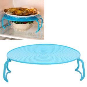 Multifunctional Kitchen Microwave Heating Layered Steaming Rack Food Tray Shelf (Blue)