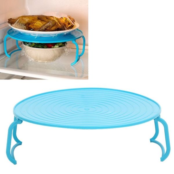 Multifunctional Kitchen Microwave Heating Layered Steaming Rack Food Tray Shelf (Blue)