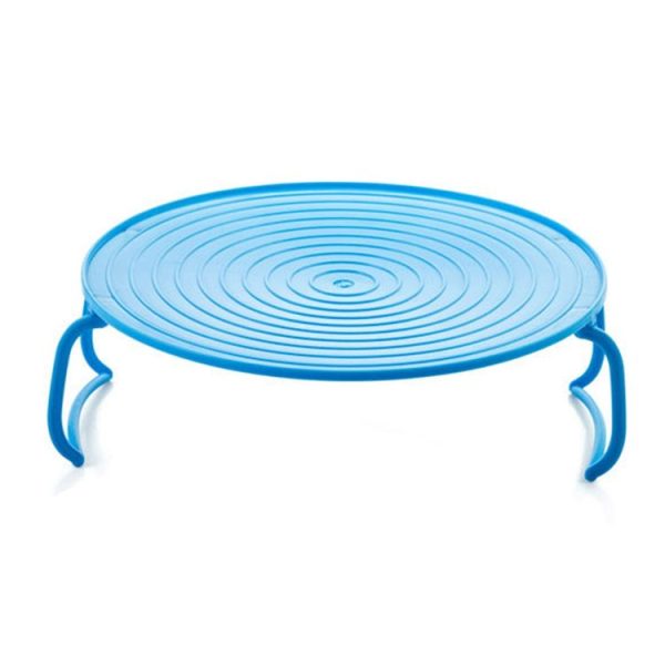 Multifunctional Kitchen Microwave Heating Layered Steaming Rack Food Tray Shelf (Blue) - Image 2