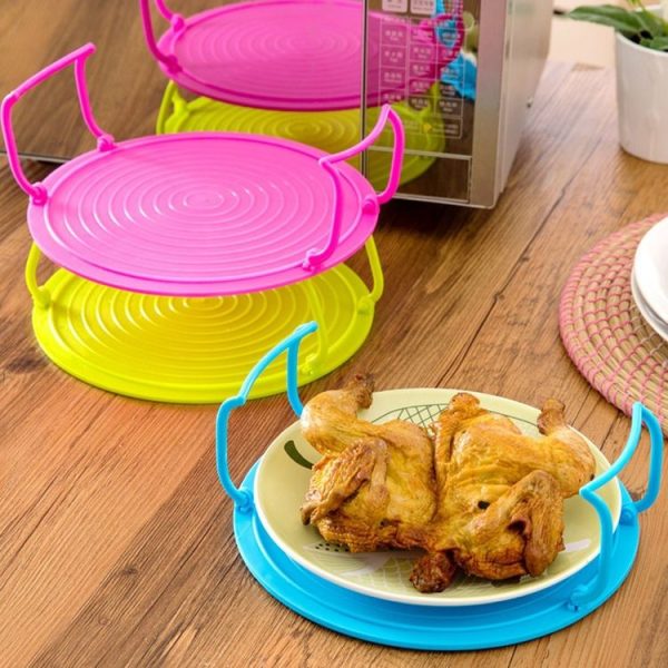 Multifunctional Kitchen Microwave Heating Layered Steaming Rack Food Tray Shelf (Blue) - Image 5