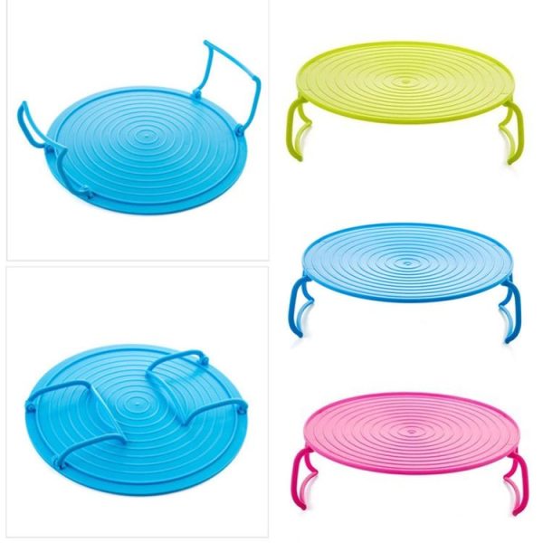 Multifunctional Kitchen Microwave Heating Layered Steaming Rack Food Tray Shelf (Blue) - Image 6