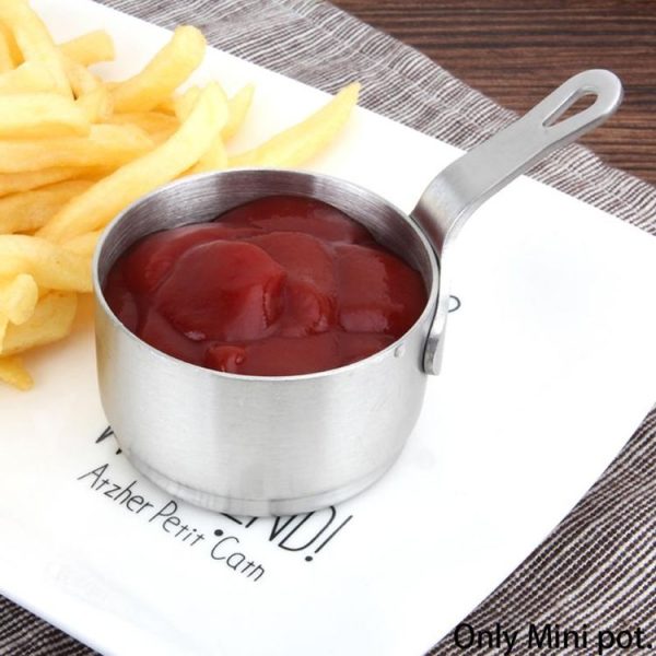 Stainless Steel Sauce Handle Mini Pot Seasoning Tools, Size: S (Silver) - Image 5
