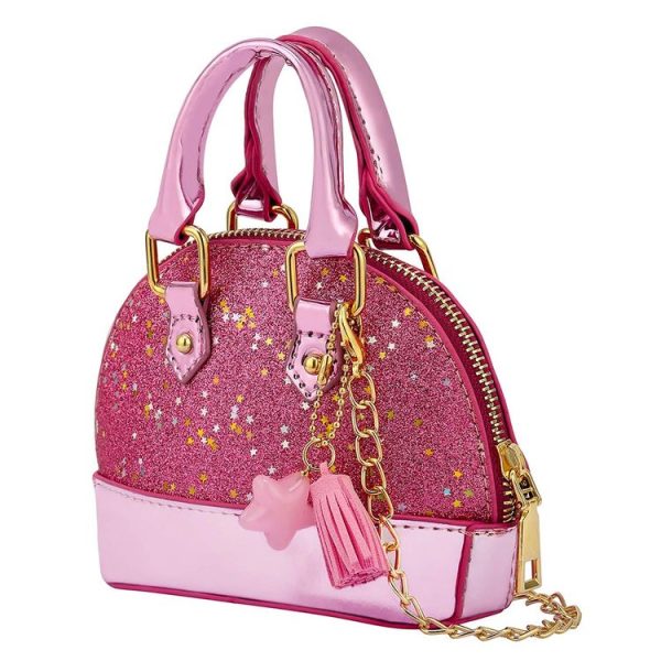 Cute Leather Shoulder Bag Messenger Bag Girls Solid Color Mini Zip Small Square Bag Tote Bag (Silver) - Image 2