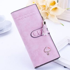 Women Umbrella Wallet Long Zipper Wallet (Pink)