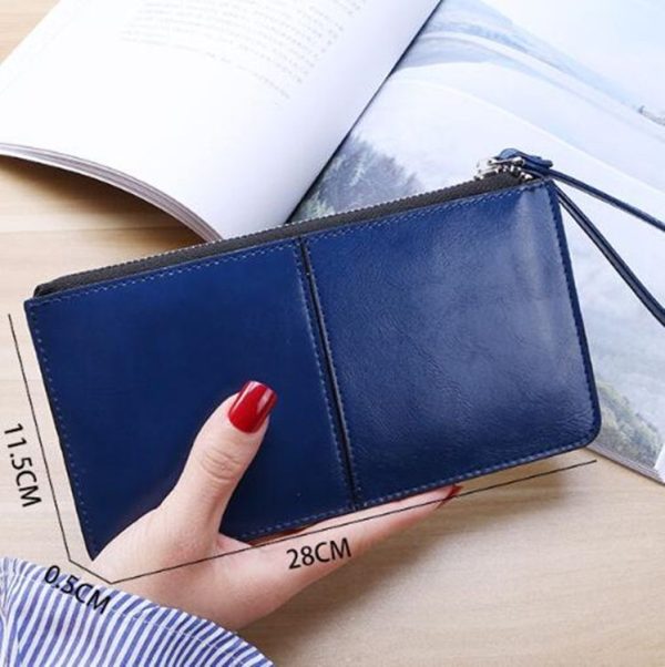 Women Zip Wallet Long Clutch Multi Card Holder Wallet Wrist Wallet (Purple) - Image 4