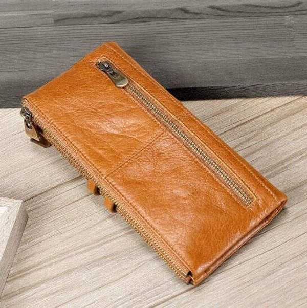 Ladies Genuine Leather Long Wallet Anti-theft Card Bag Multifunctional Clutch Bag (Brown) - Image 4