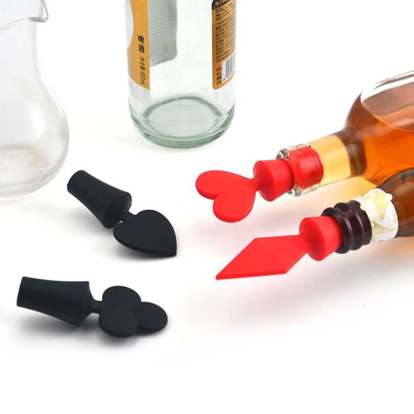 Silicone Wine Stopper Poker Series Wine Stopper (Black Plum) - Image 4