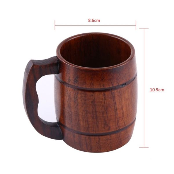 Practical Wooden Beer Milk Coffee Tea Mug With Wood Handle Drinkware - Image 4