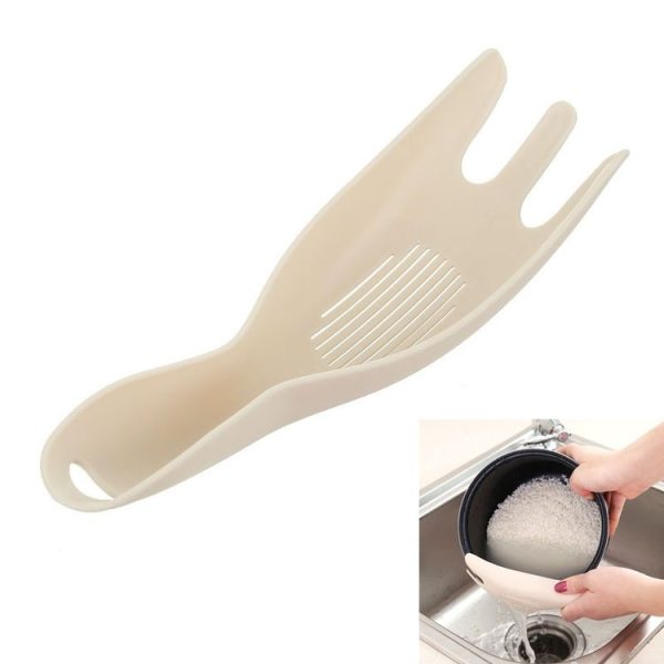 Kitchen Creative Multi-function Rice Washing Sieve Home Does Not Hurt Hand Wash Rice Tools (Khaki)