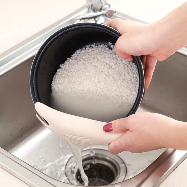 Kitchen Creative Multi-function Rice Washing Sieve Home Does Not Hurt Hand Wash Rice Tools (Khaki) - Image 8