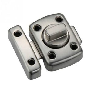 Universal Door Latch Security Sliding Door Lock with Screws, Size: S (Brushed Silver)