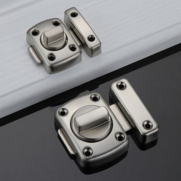 Universal Door Latch Security Sliding Door Lock with Screws, Size: S (Brushed Silver) - Image 6