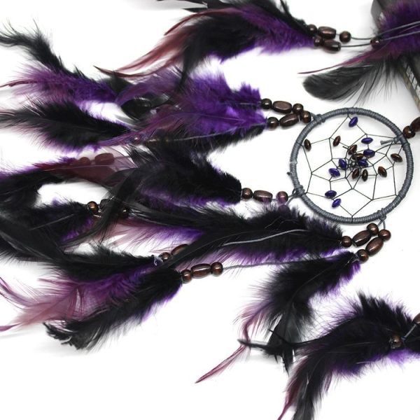 Creative Weaving Crafts Purple Feather Beads Dream Catcher Wall Hanging Jewelry - Image 3