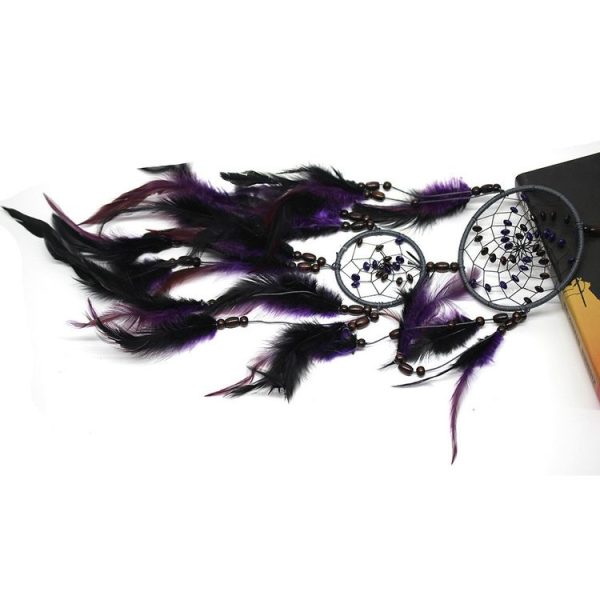 Creative Weaving Crafts Purple Feather Beads Dream Catcher Wall Hanging Jewelry - Image 5