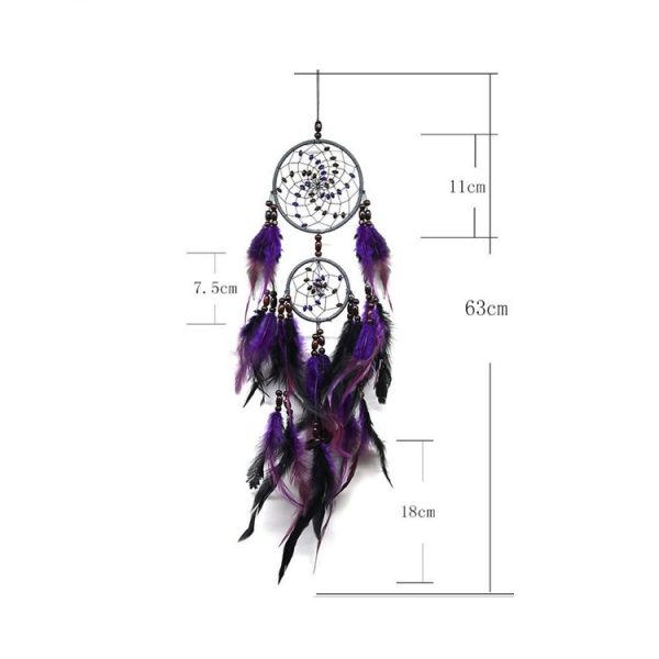 Creative Weaving Crafts Purple Feather Beads Dream Catcher Wall Hanging Jewelry - Image 6