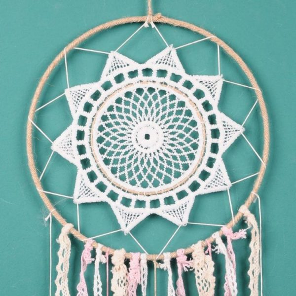 Creative Weaving Crafts Car Ornaments Gradual Tassel Wind Chime Dreamcatcher Wall Hanging Decoration, Color: Light Pink - Image 4