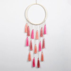 Creative Weaving Crafts Car Ornaments Gradual Tassel Wind Chime Dreamcatcher Wall Hanging Decoration, Color: Pink