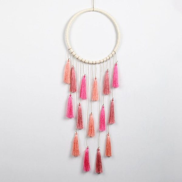 Creative Weaving Crafts Car Ornaments Gradual Tassel Wind Chime Dreamcatcher Wall Hanging Decoration, Color: Pink - Image 2