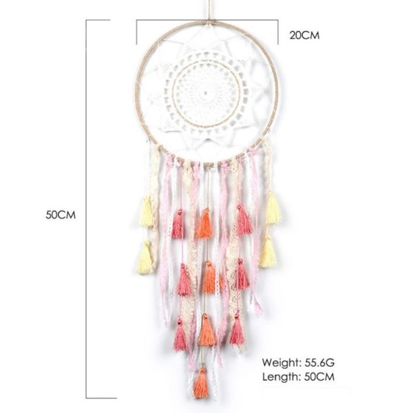 Creative Weaving Crafts Car Ornaments Gradual Tassel Wind Chime Dreamcatcher Wall Hanging Decoration, Color: Pink - Image 4