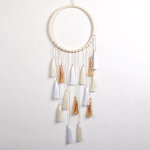 Creative Weaving Crafts Car Ornaments Gradual Tassel Wind Chime Dreamcatcher Wall Hanging Decoration, Color: White