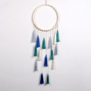 Creative Weaving Crafts Car Ornaments Gradual Tassel Wind Chime Dreamcatcher Wall Hanging Decoration, Color: Gray-Green