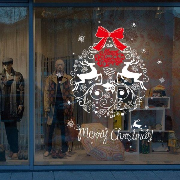 2 PCS Christmas Decoration Elk Santa Window Glass Sticker - Image 2