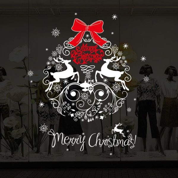 2 PCS Christmas Decoration Elk Santa Window Glass Sticker - Image 4
