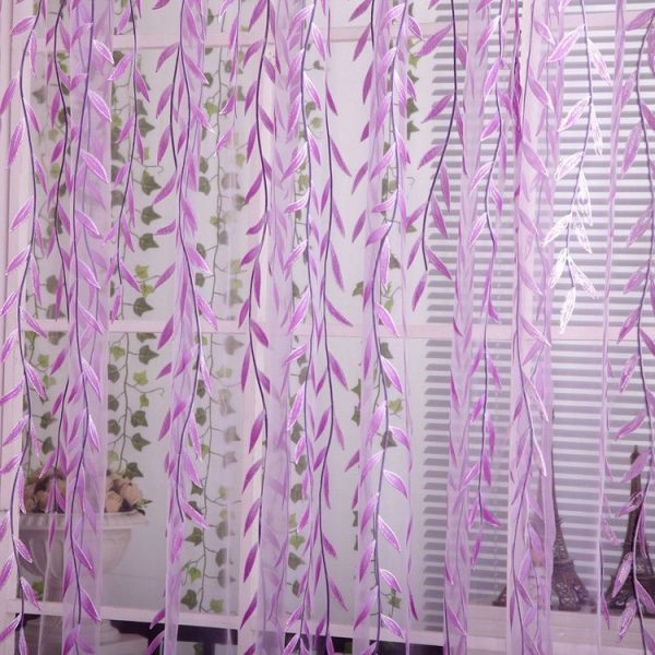Wicker Offset Printed Curtain Cool Pastoral Floral Curtains, Size: 1m x 2.7m (Purple)