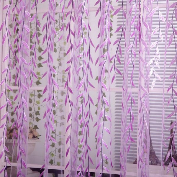 Wicker Offset Printed Curtain Cool Pastoral Floral Curtains, Size: 1m x 2.7m (Purple) - Image 2