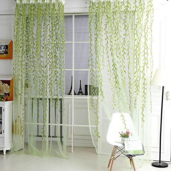 Wicker Offset Printed Curtain Cool Pastoral Floral Curtains, Size: 1m x 2m (Green)