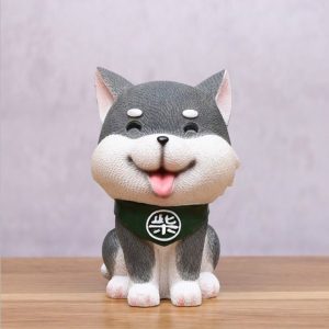 Grey Cute Resin Dog Piggy Bank Box Cute Gift Home Decoration, Size: Small